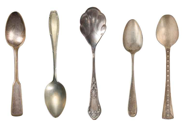 Selection of antique silver spoons.