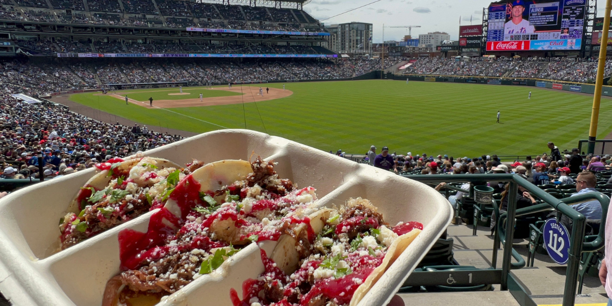 Tacos on a plate at coors field.