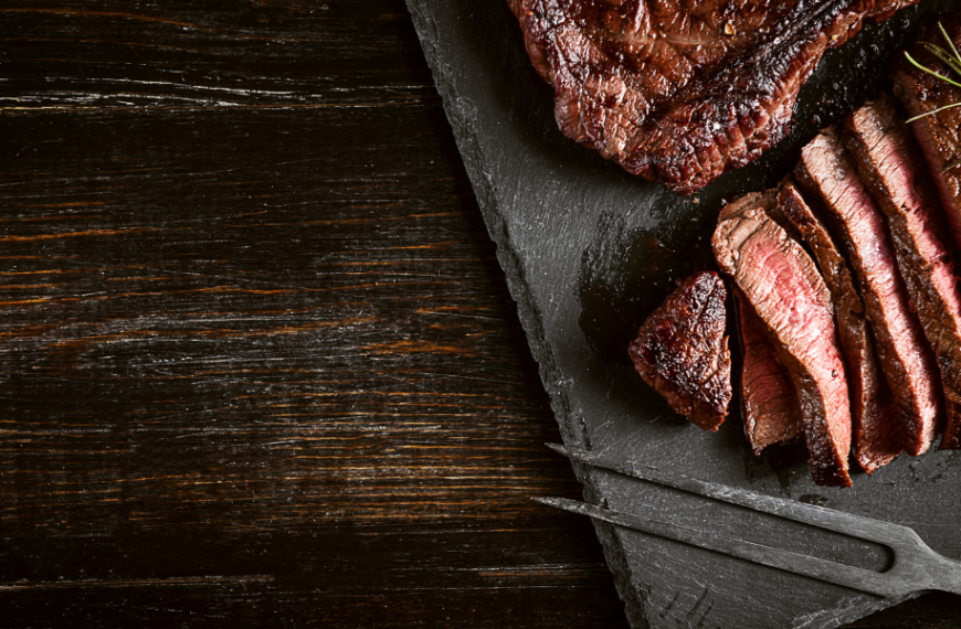 Grilled steak that is cut to perfection