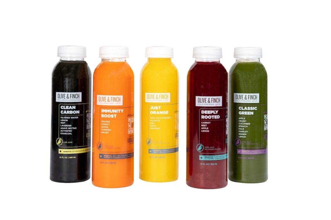 line of colorful juices