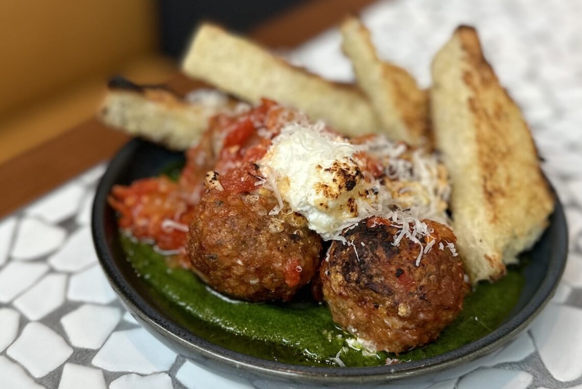 plate with meatballs and bread