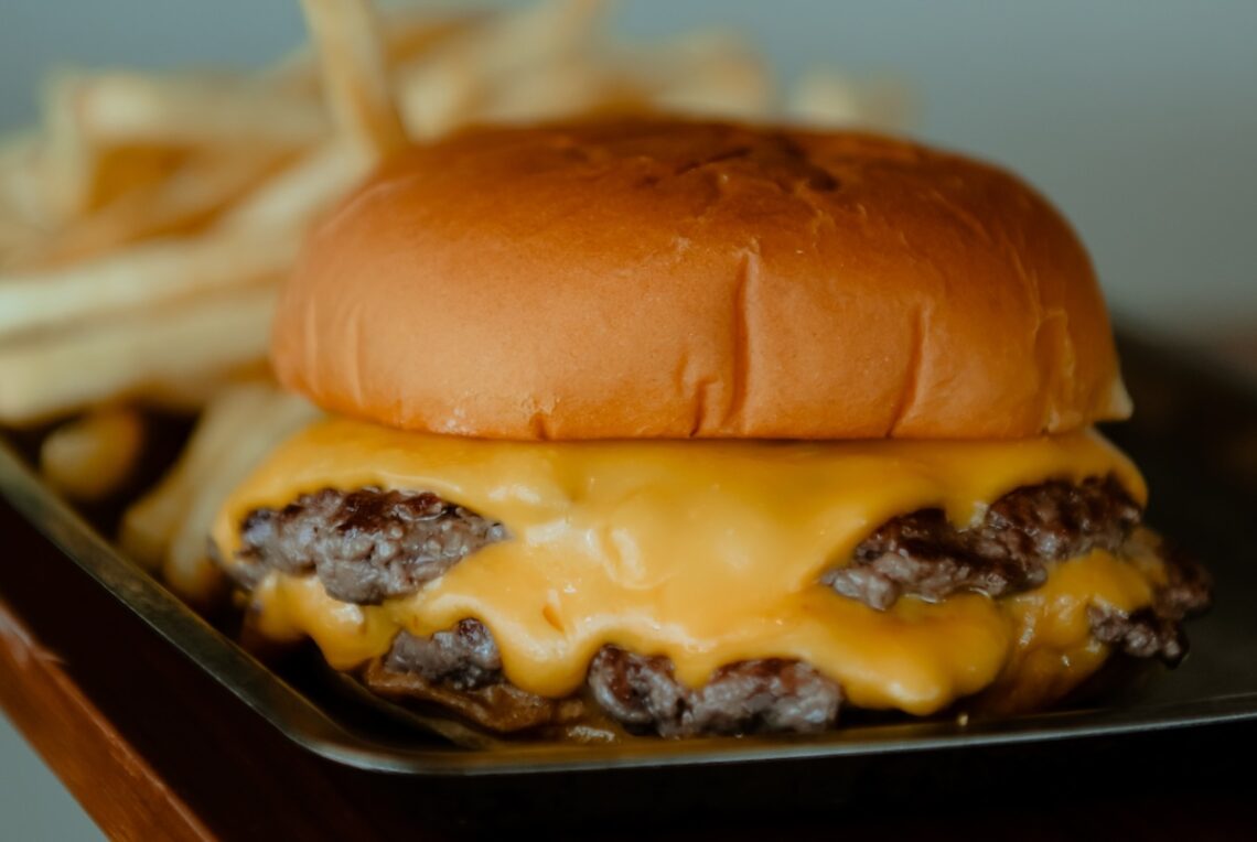 cheese burger with fries