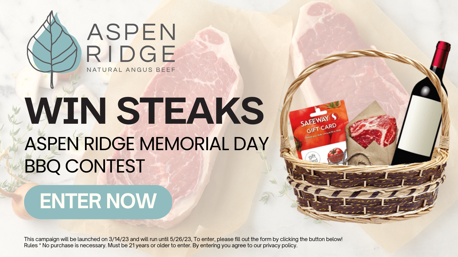 To enter our contest, fill out our form before May 26th for a chance to win this fantastic prize pack. Just imagine the thrill of impressing your guests with premium-quality beef cuts from Aspen Ridge Natural Angus Beef, and having all the necessary grilling essentials from Safeway to make the perfect BBQ feast honoring those who have served our country.