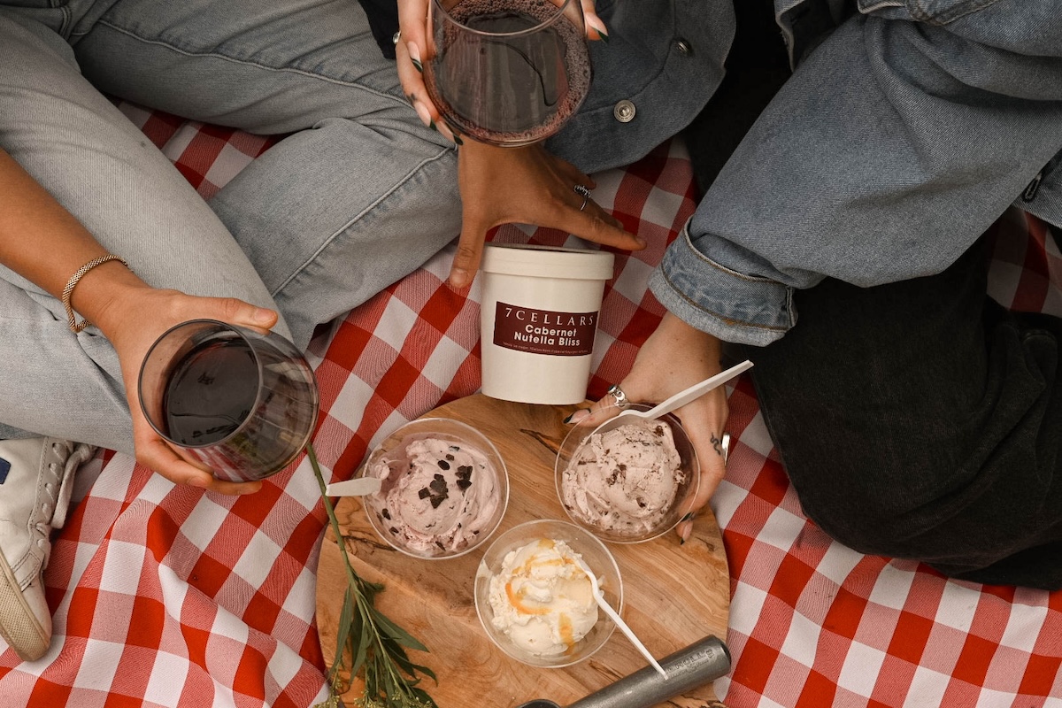7cellars wine and bonnie brae ice cream collaborate
