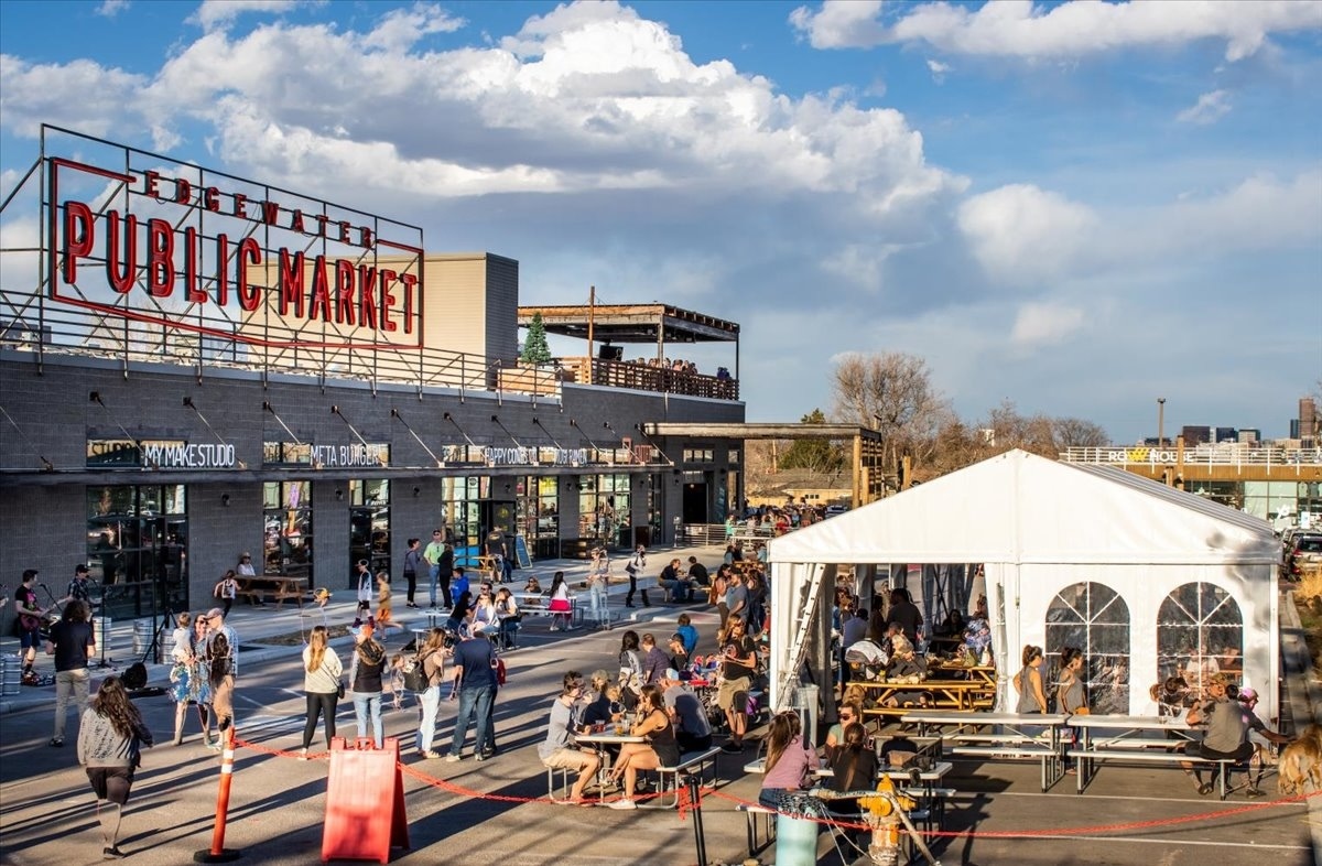 open air market with tents