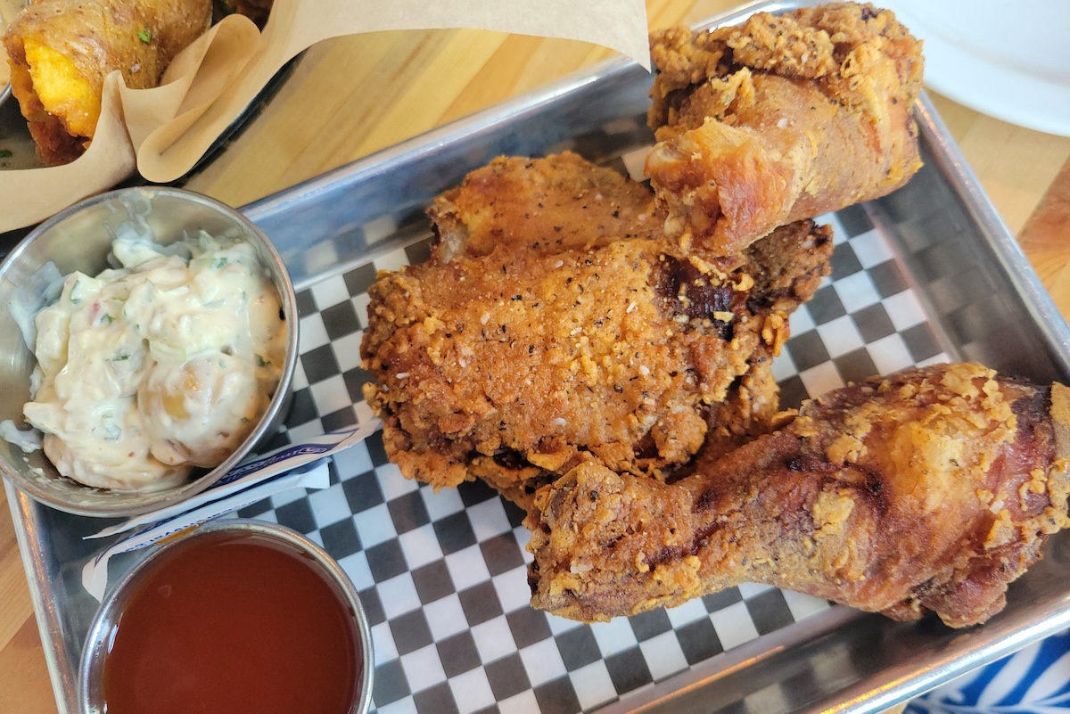 Fried chicken at Noble Riot is the perfect pairing to a glass of bubbles. | Photo by Linnea Covington jun best bites