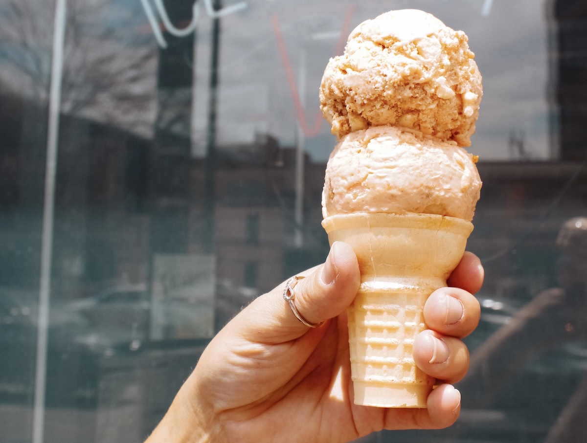 Peach Pie Ice Cream at Steuben's. | Photo by Michael Kurowskix