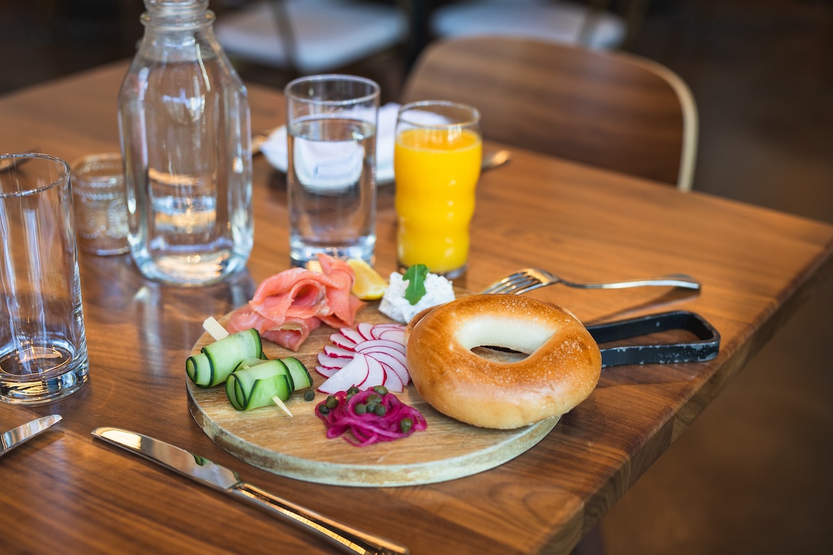 Get a bagel and toppings during drag brunch. | Photo by Apple Blossom