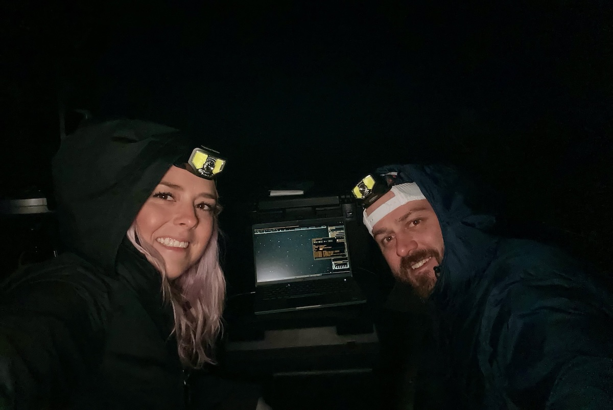 Chelsea and Wyn Ferrell doing sky-based field research. | Photo courtesy of Wyn Ferrell