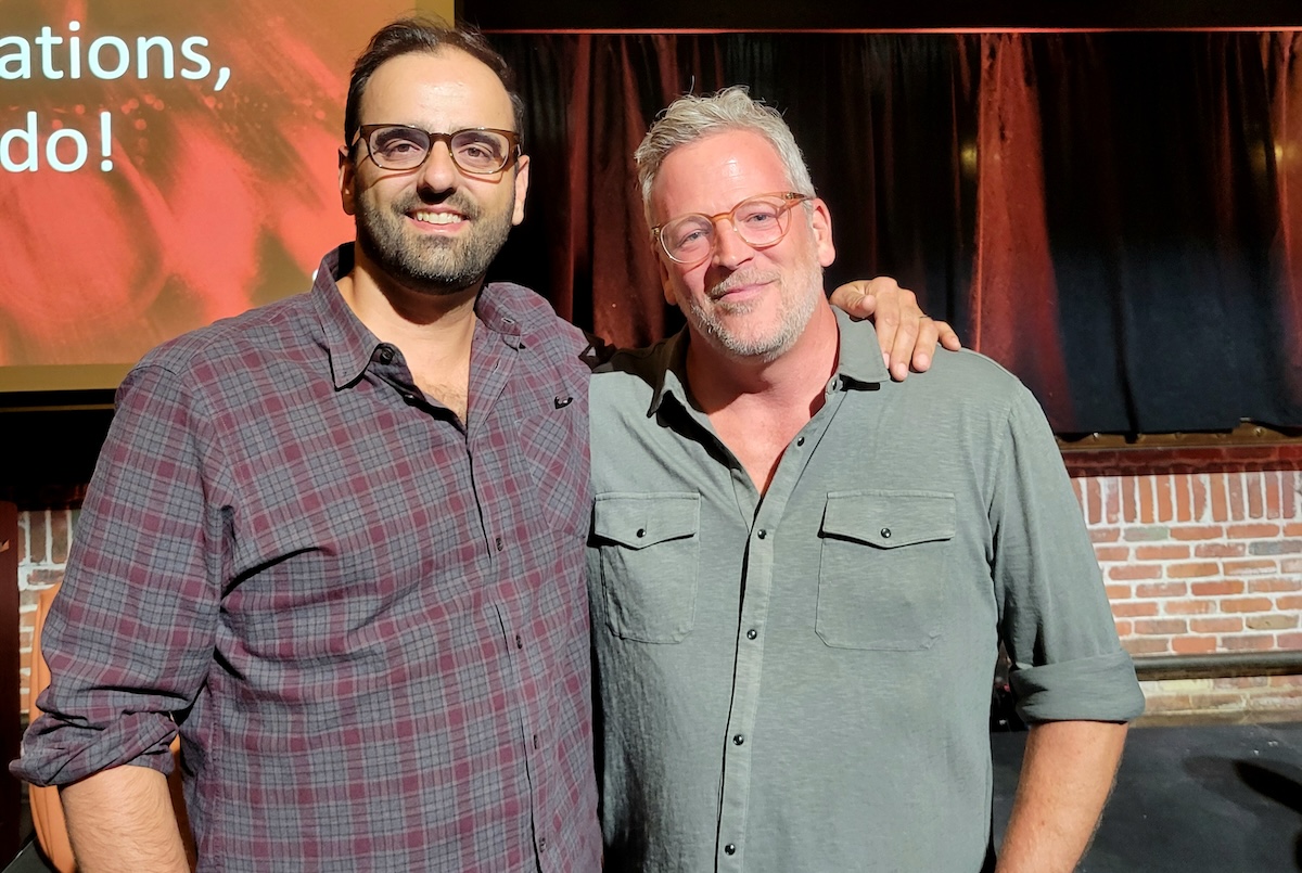 Chefs Alon Shaya and Bill Taibe of Safta and Kawa Ni respectively, at the 2024 Michelin Guide awards. | Photo by Linnea Covington