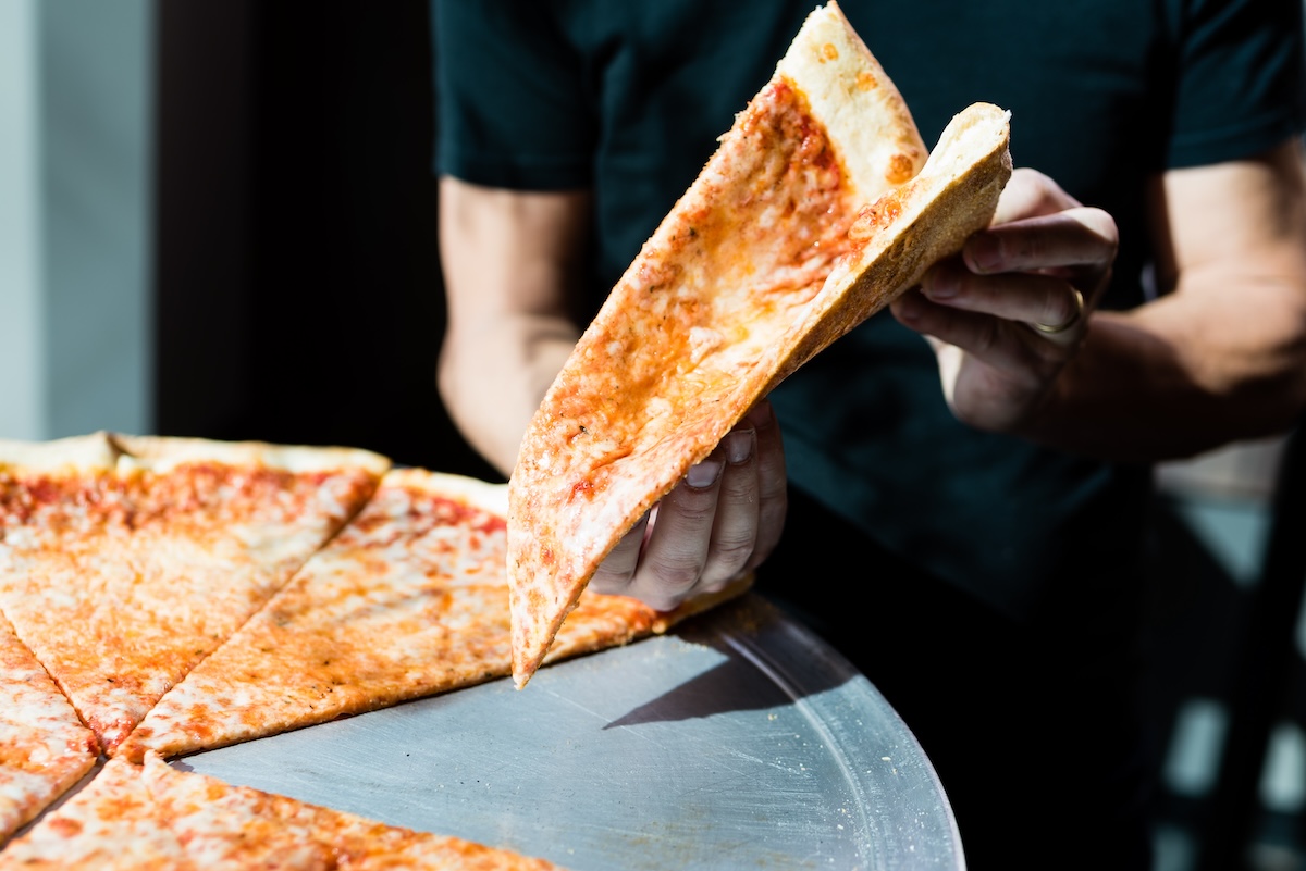 The perfect NYC style slice of cheese pizza. | Photo by Anthony's Pizza and Pasta