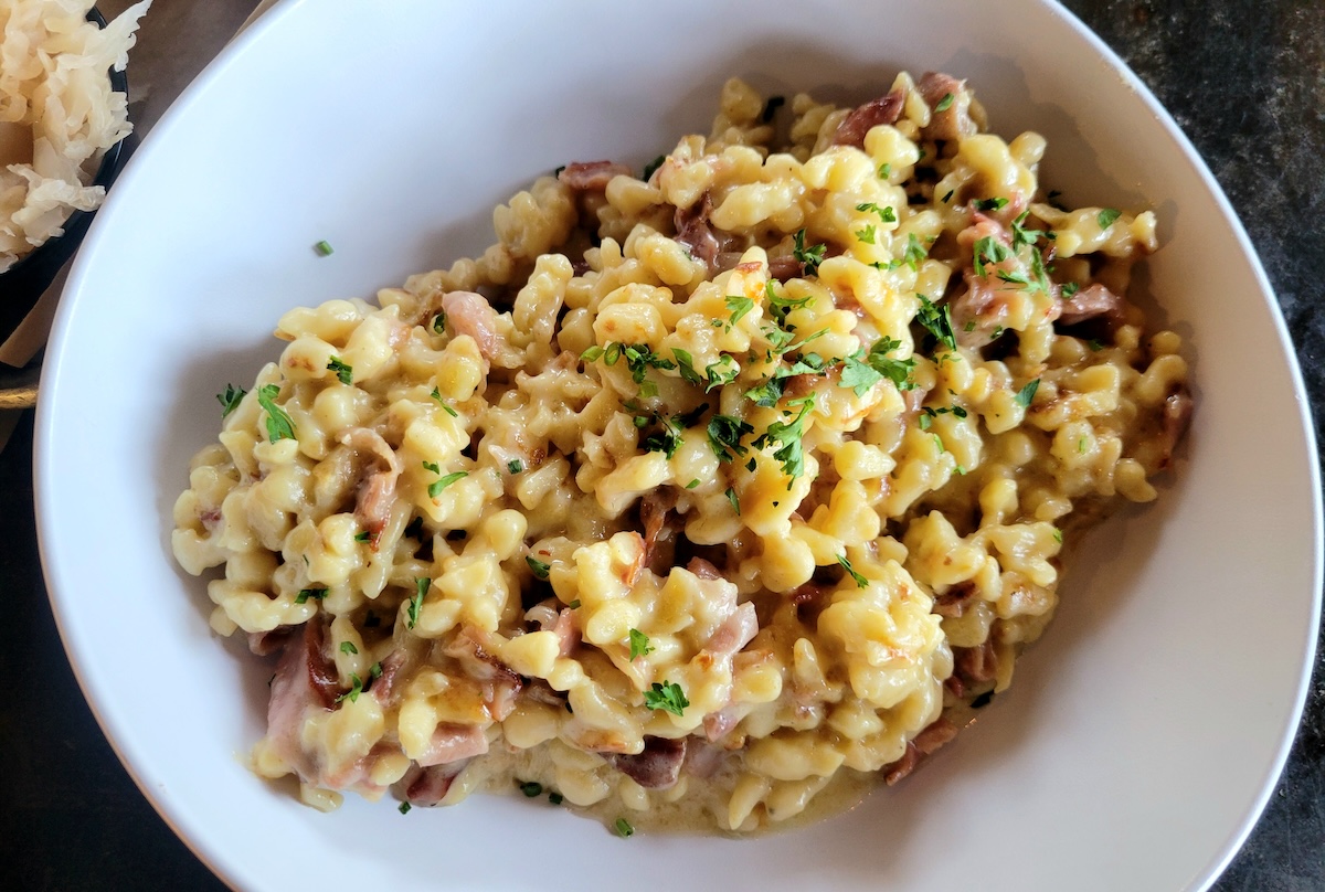 Mac N Cheese is really spaetzle with ham. | Photo by Linnea Covington