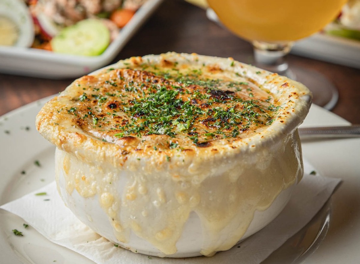 La Soupe à l’Oignon Gratinée at Cafe Brussels. | Photo by Cafe Brussels