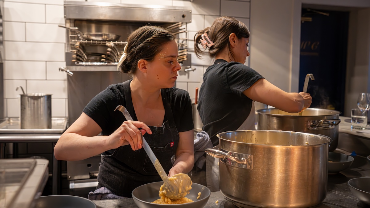 Chef Cheyenne Landis preparing for a pop-up. | Photo by Jeff Fierberg