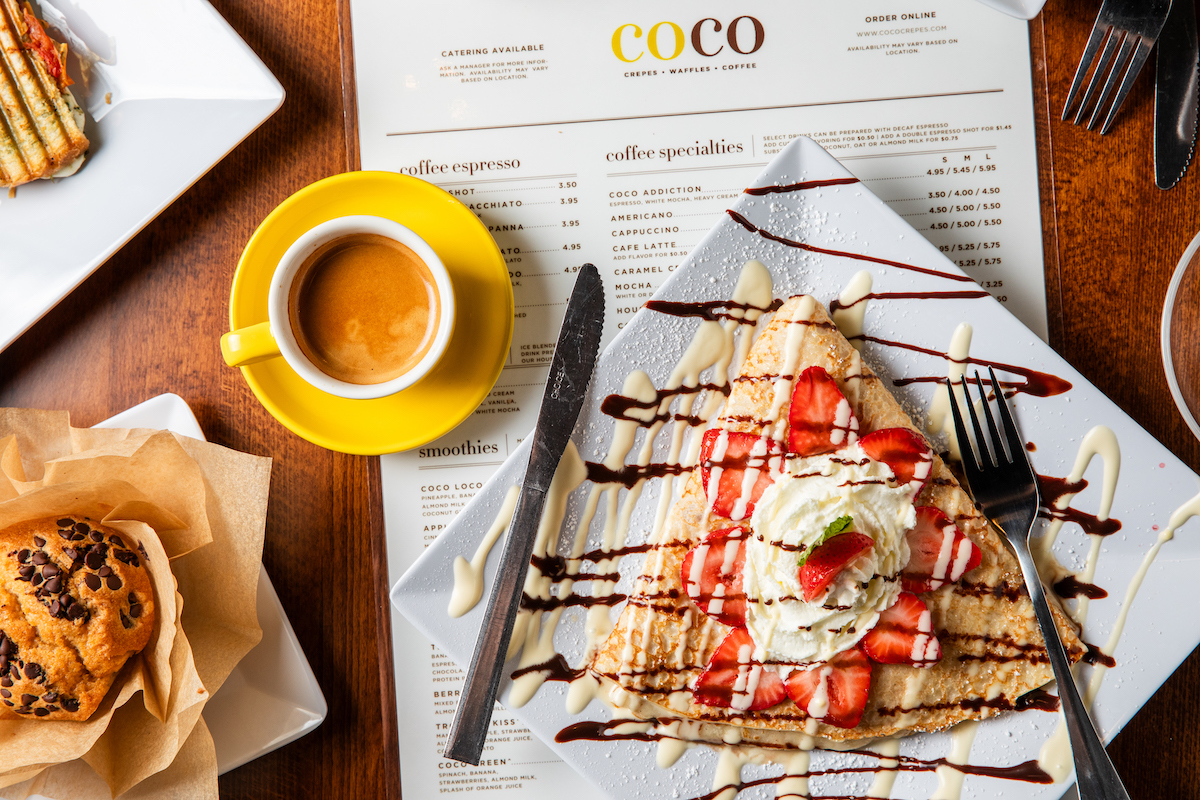 Tres leches crepe with espresso at Coco Crepes. | Photo by Becca Wright