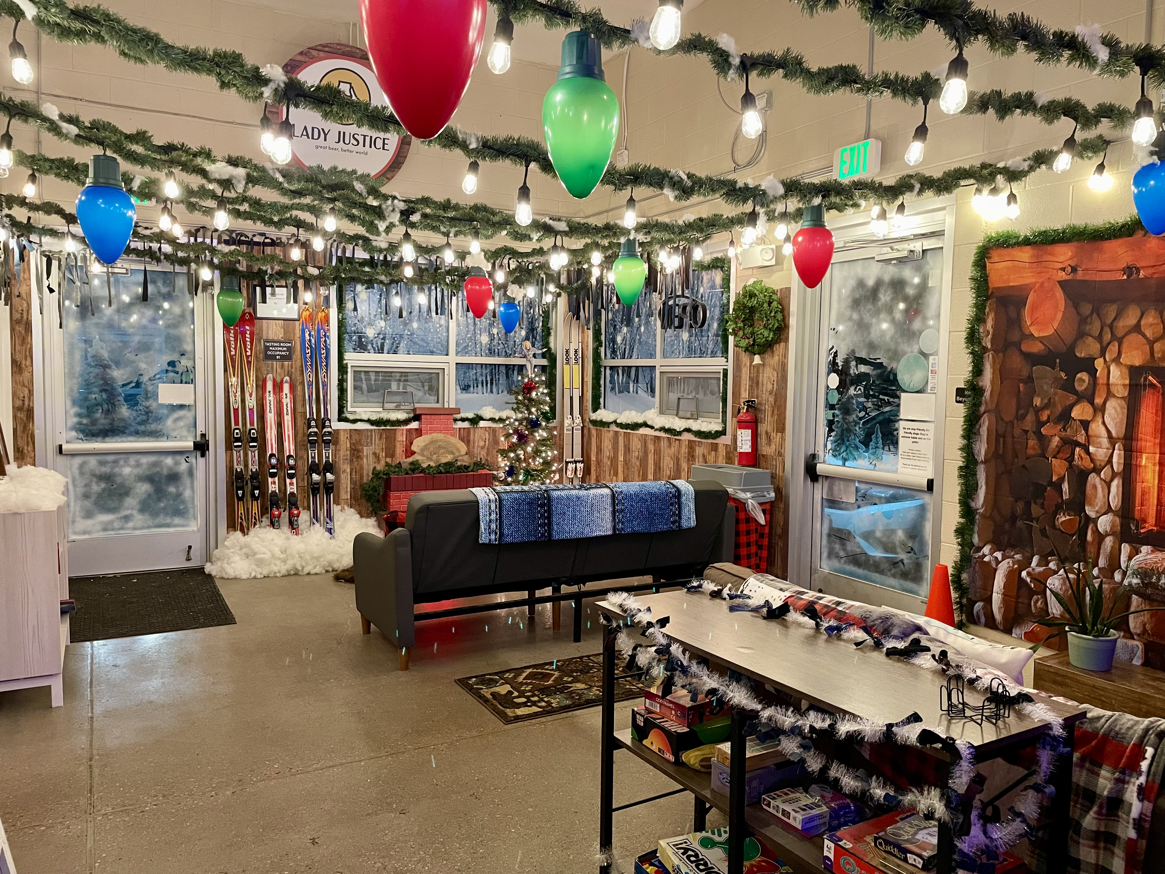 Enjoy the vintage ski chalet pop-up and a festive (ish) beer. | Photo by Lady Justice Brewing Co.