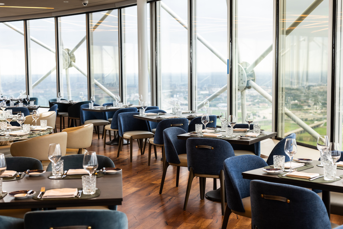 Views from the dining room at Crown Block, located inside “The Ball” at Reunion Tower. | Photo by Kathy Tran
