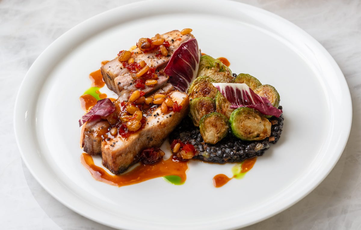 Braised pork belly at Le Jardinier. | Photo by Brian Kennedy