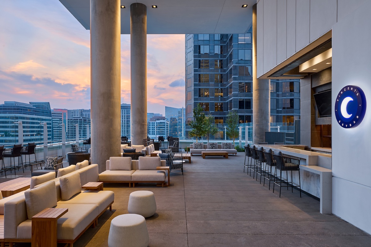 Posh seating and city views for days at Vincent's Sky Bar. | Photo by Marriott