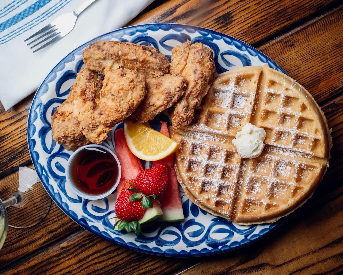 Fried chicken and waffles at Piggy's Kitchen & Bar. | Photo by Piggy's Kitchen & Bar