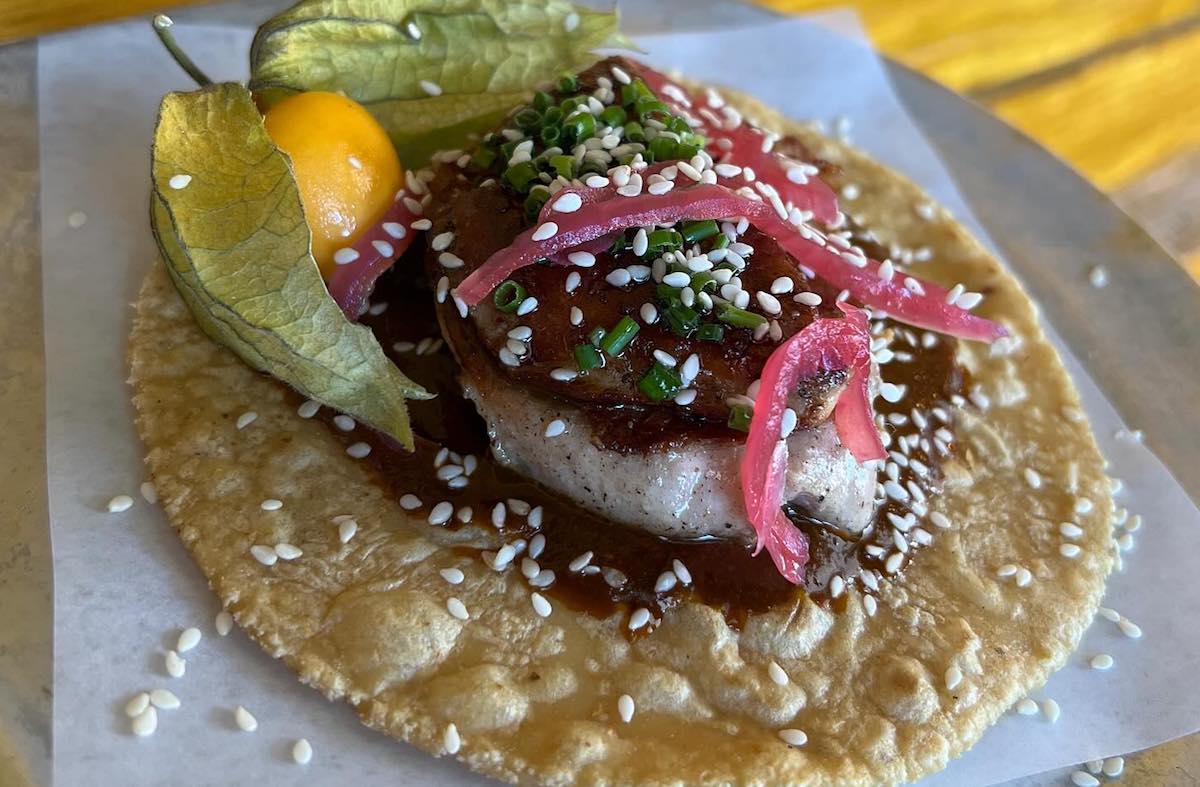 Resident 2 - DiningOut Sous vide quail breast with seared foie gras taco at Resident Taqueria. | Photo by Resident Taqueria