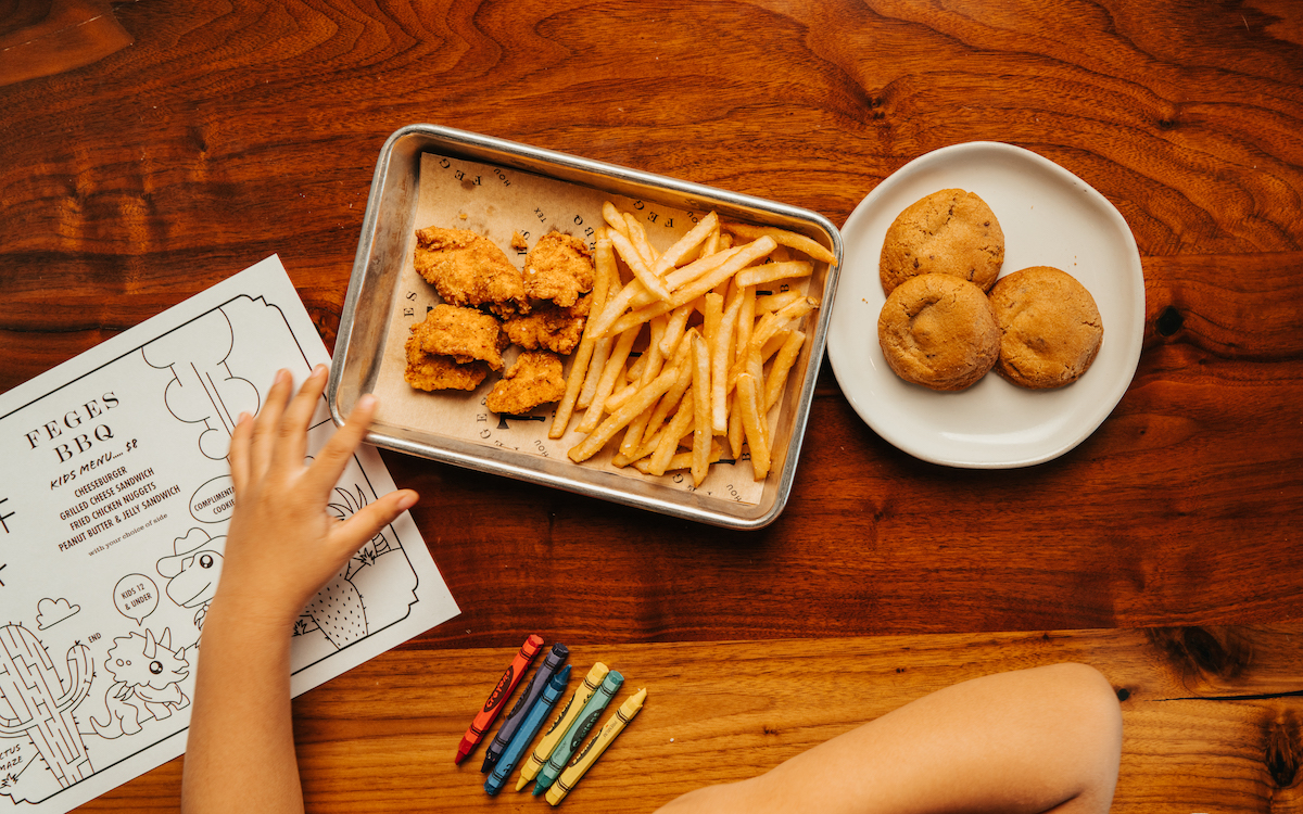 Kids meal with activities at Feges BBQ. | Photo by Ally Hardgrave