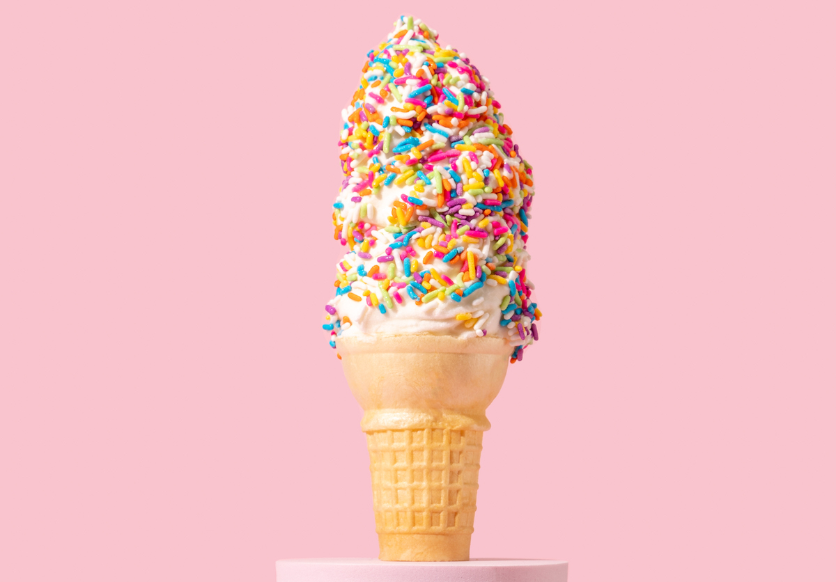 A Carvel cone dressed in colorful sprinkles at Buttermilk Baby. | Photo by Carvel