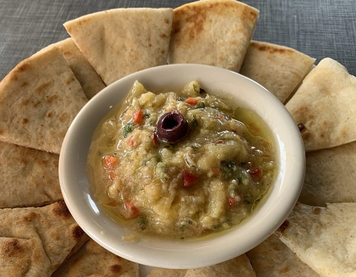 Baba Ghanoush and pita at Atheneos Greek Village Cafe. | Photo by Atheneos Greek Village Cafe