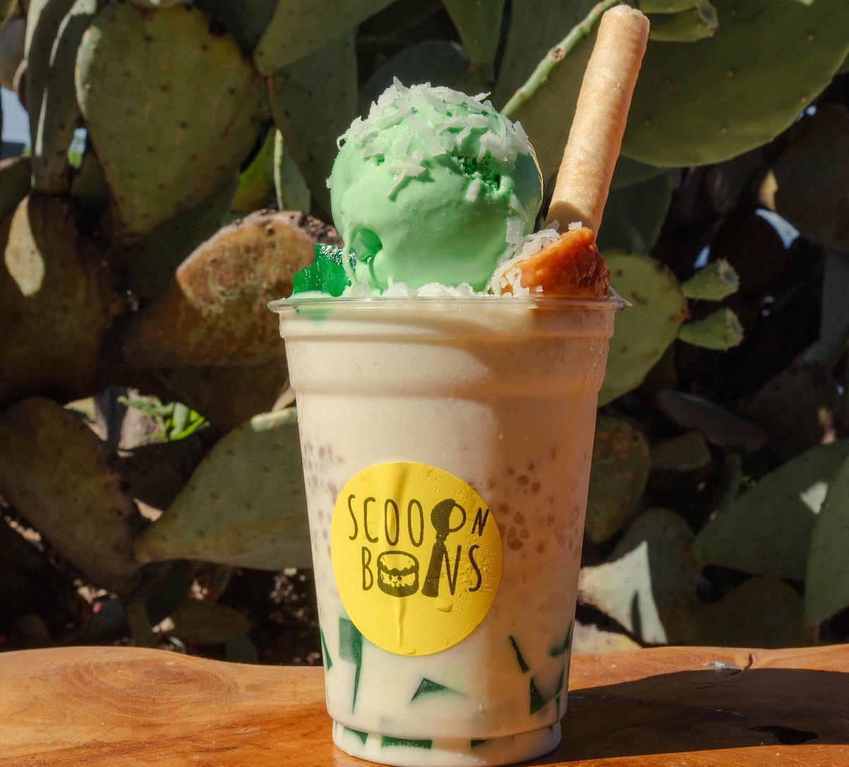 Scoop N’ Buns in Garland blends Mexican and Filipino flavors with colorful desserts like halo-halo served à la mode and ice cream-stuffed donuts. | Photo by Scoop N’ Buns