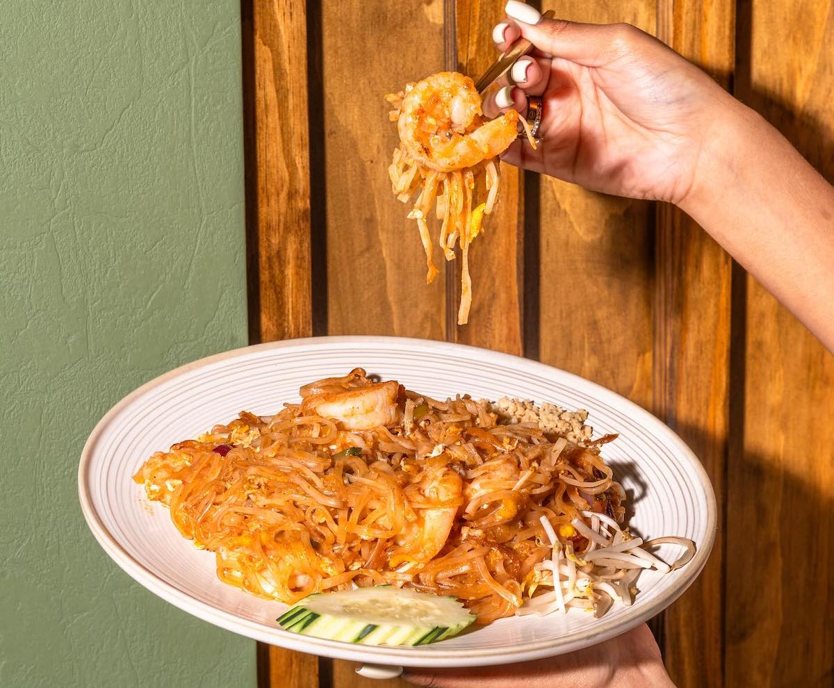A heaping spoonfull of shrimp pad Thai at Thai's Thumbz. | Photo by Thai's Thumbz