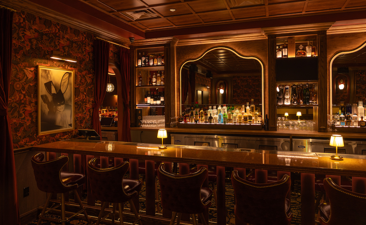 The moody backlit bar at Columbian Country Club. | Photo by White Unicorn Agency