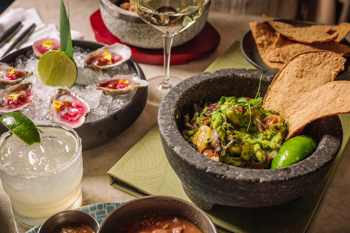 Raw oysters and guacamole molcajetado at Mar y Sol. | Photo by Chase Hall
