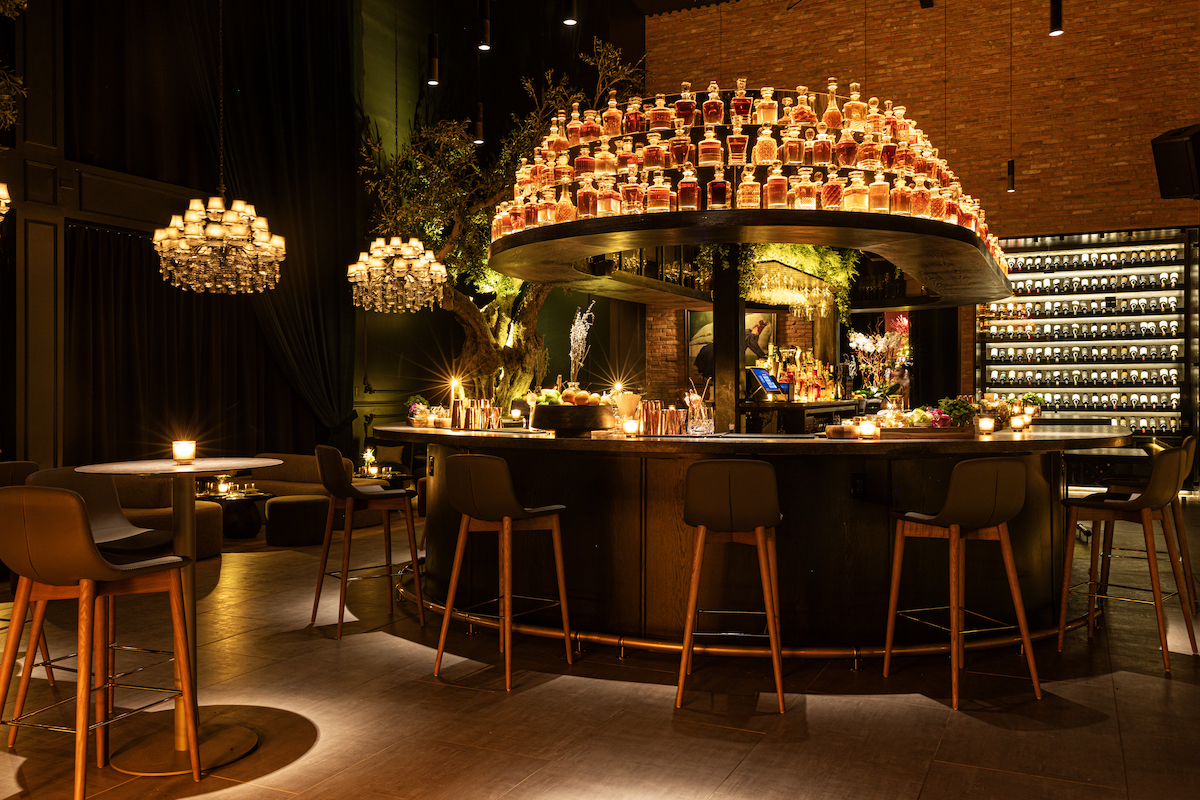 The illuminated bar at Santé. | Photo by Chris Furia
