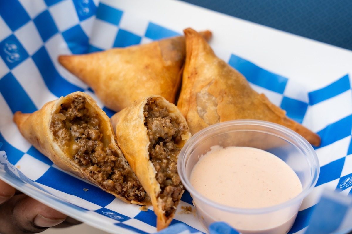 Cheeseburger samosas at Burger Bodega. | Photo by Michael Ma