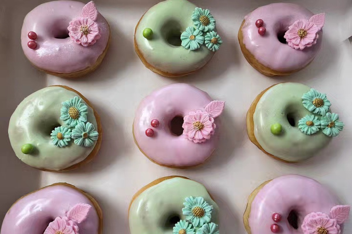 Dreamy doughnuts decorated with flowers at A & H Donuts. | Photo by A & H Donuts
