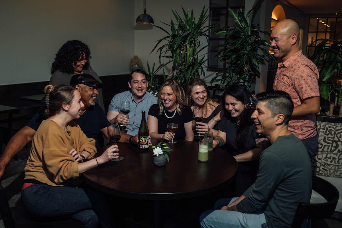 Chefs Evelyn Garcia and Henry Lu with chef friends. | Photo by Luke Chang