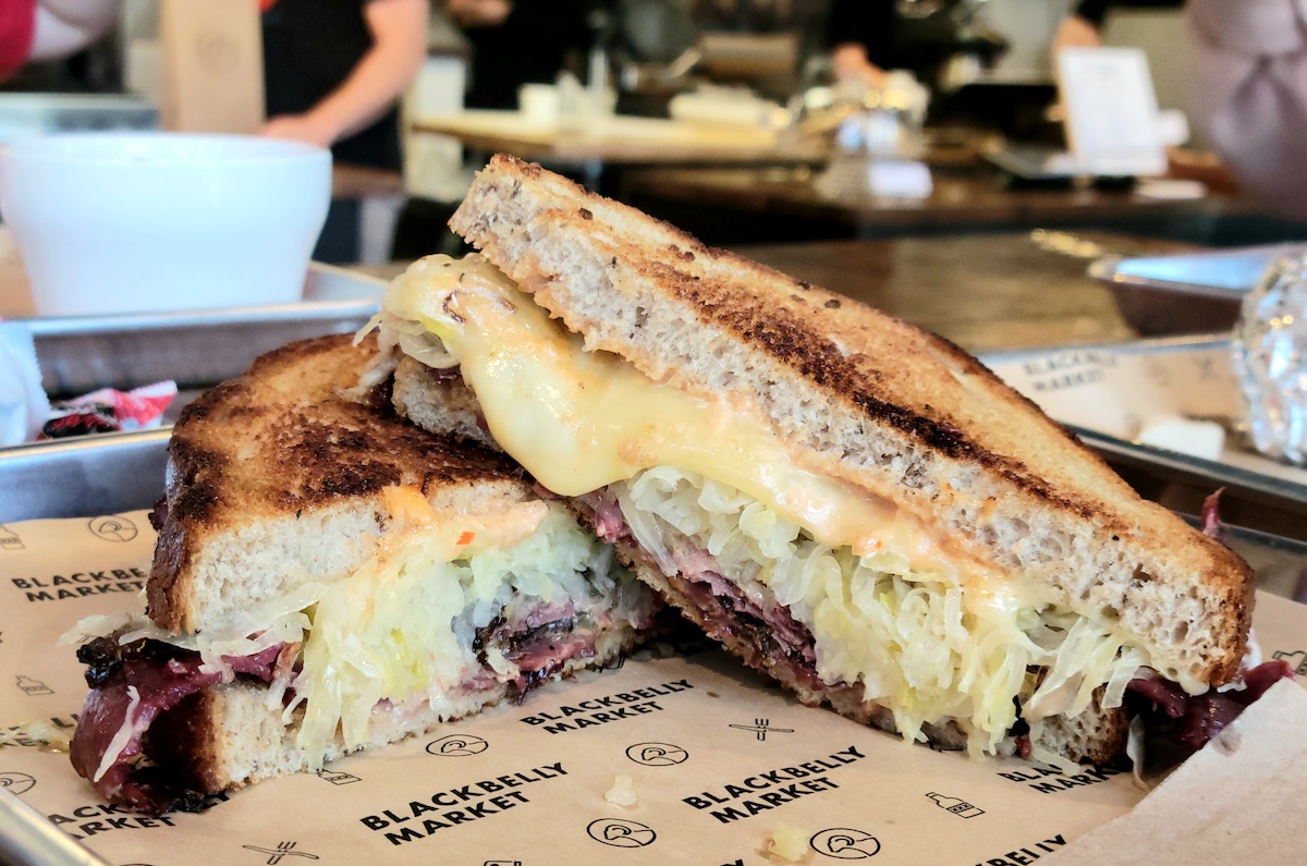 cheesy sandwich with sauerkraut