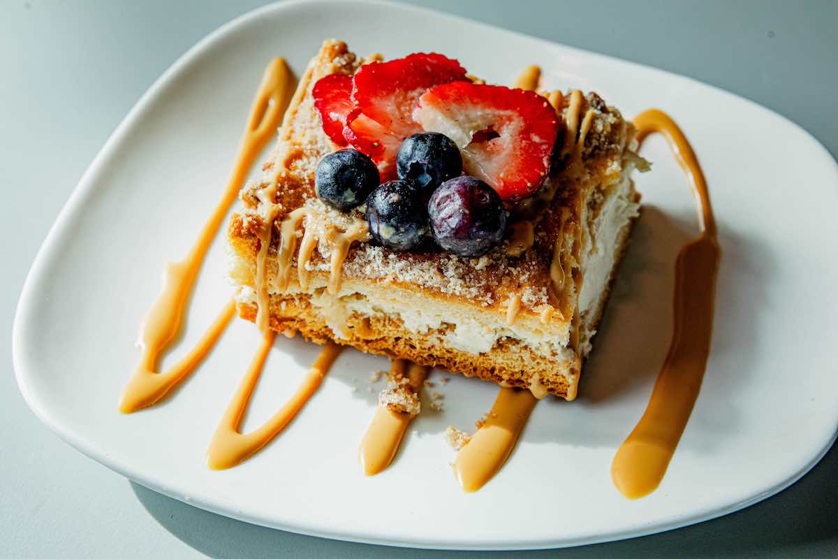 Flan fruit cobbler at Blue Mesa Grill. | Photo by Blue Mesa Grill