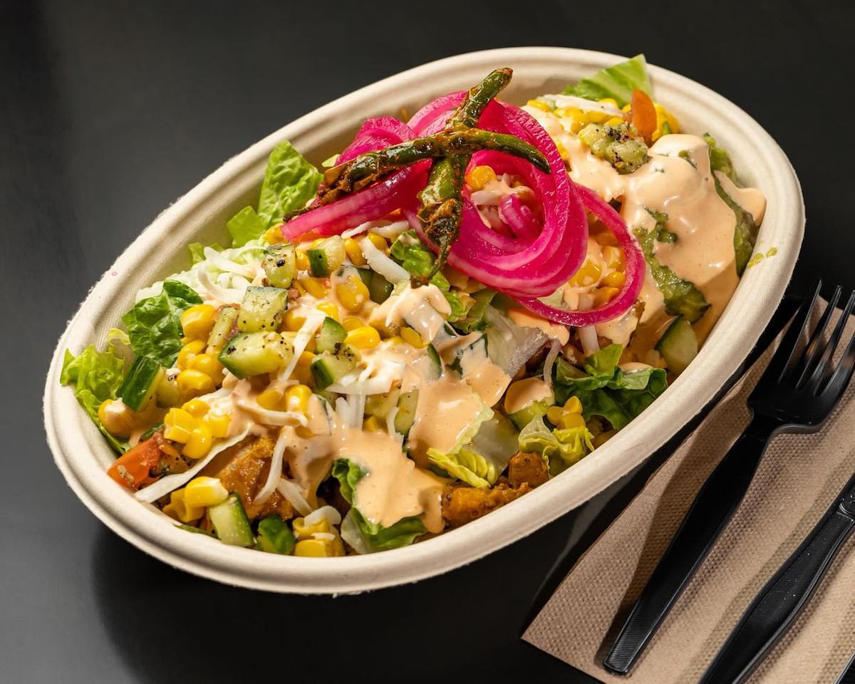 A loaded rice bowl with meat and veggies at Bōl Kitchen. | Photo by Bōl Kitchen