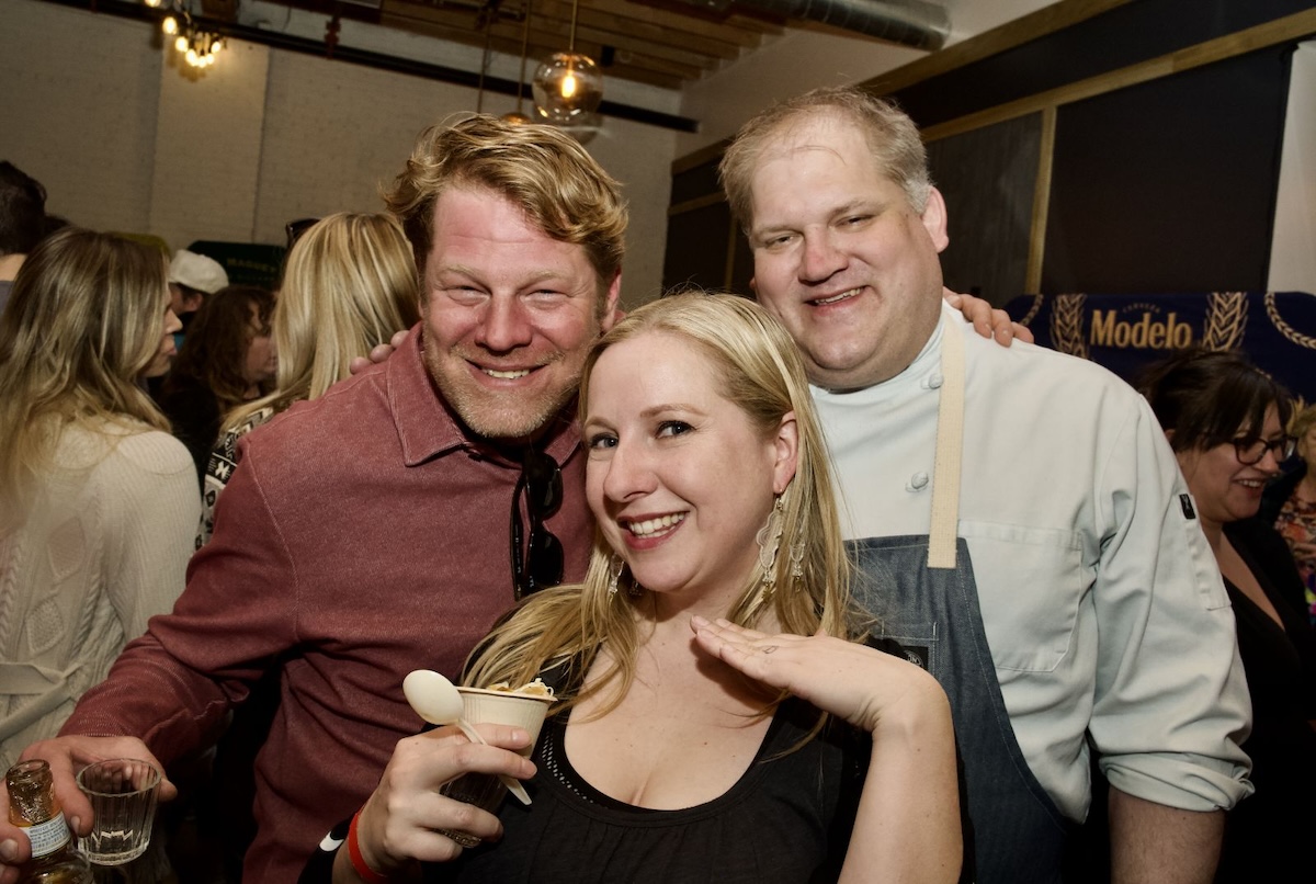 three white people smiling