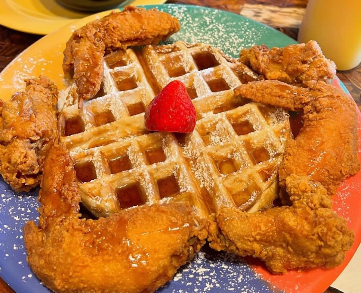 The famed chicken and waffles at the Breakfast Klub. | Photo by the Breakast Klub