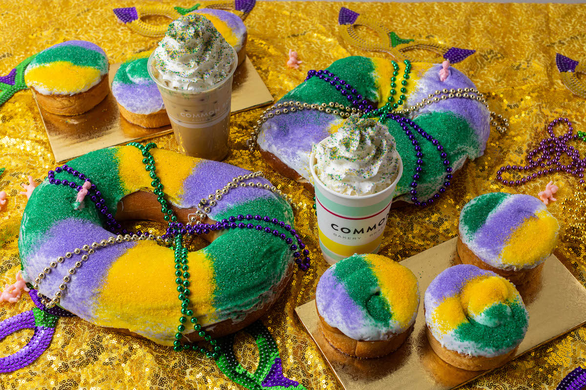 Full size and mini king cakes with king cake lattes at Common Bond. | Photo by Andrew Hemingway