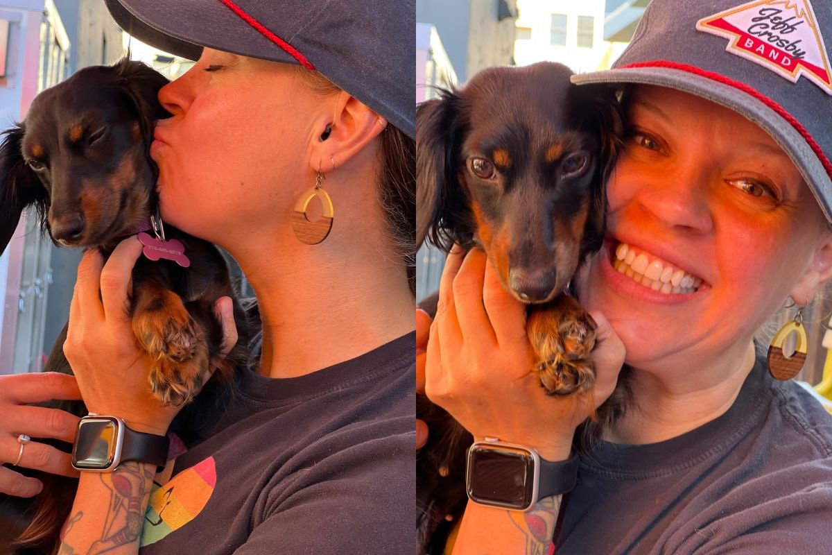 Top Chef alumni Carrie Baird and her Dachshund Birdie. | Photo courtesy of Carrie Baird