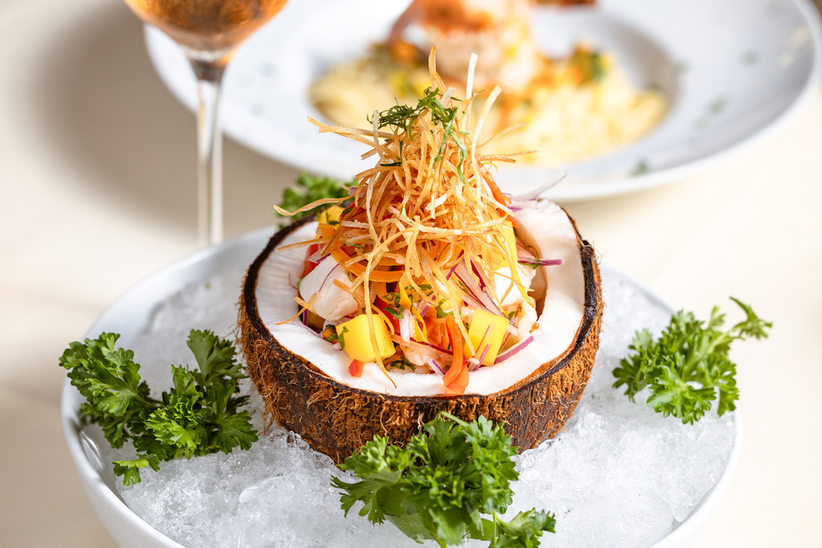Ceviche tropical course during the Tres Agaves Tequila dinner at Alicia's Mexican Grille and Galiana’s Tex-Mex & Agave Bar. | Photo by Grupo Herrera Restaurants 