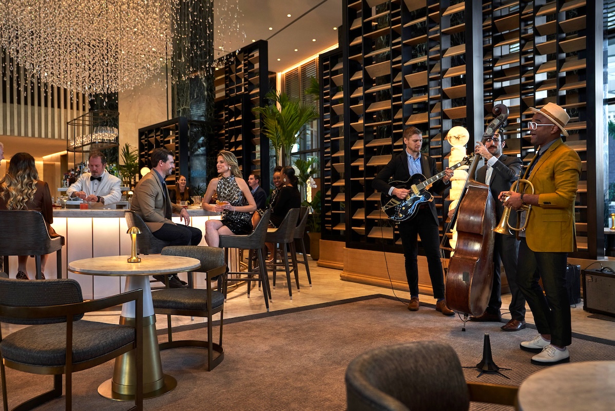 The elegant Chandelier Bar inside the New Orleans Four Seasons Hotel. | Photo by Christian Horan 