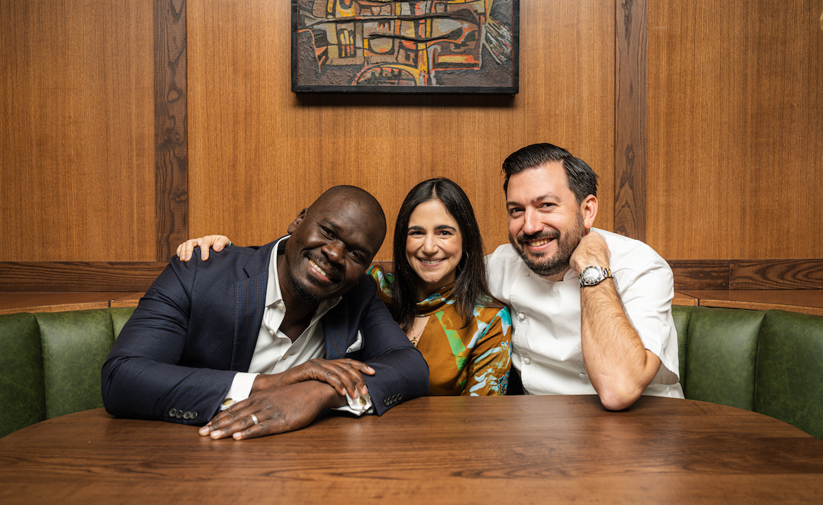 From left, Cherif Mbodji, Victoria Bludorn Pappas, and Aaron Bludorn of Bludorn Hospitality Group. | Photo by Duc Hoang