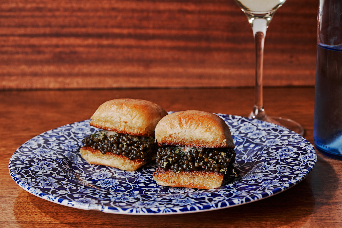 Caviar sandwiches at Chubby Fish. | Photo by Andrew Thomas