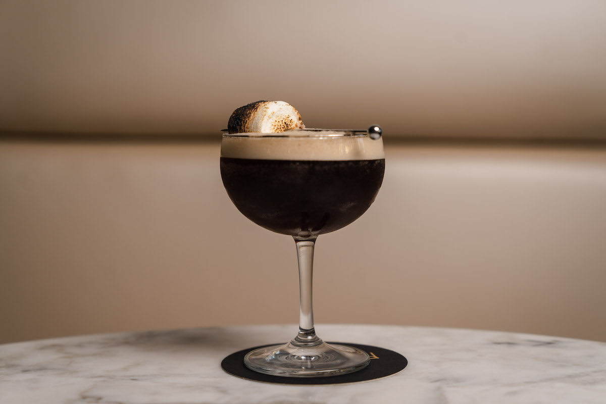 Clarkwood's famed espresso martini, garnished with a toasted marshmallow. | Photo by Clarkwood