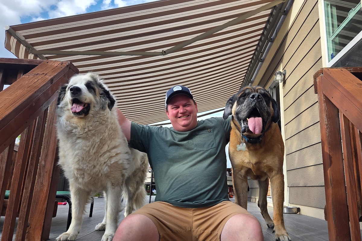 Cody Cheetham, executive chef at Tavernetta and Sunday Vinyl spending time with his pups. | Photo courtesy of Cody Cheetham