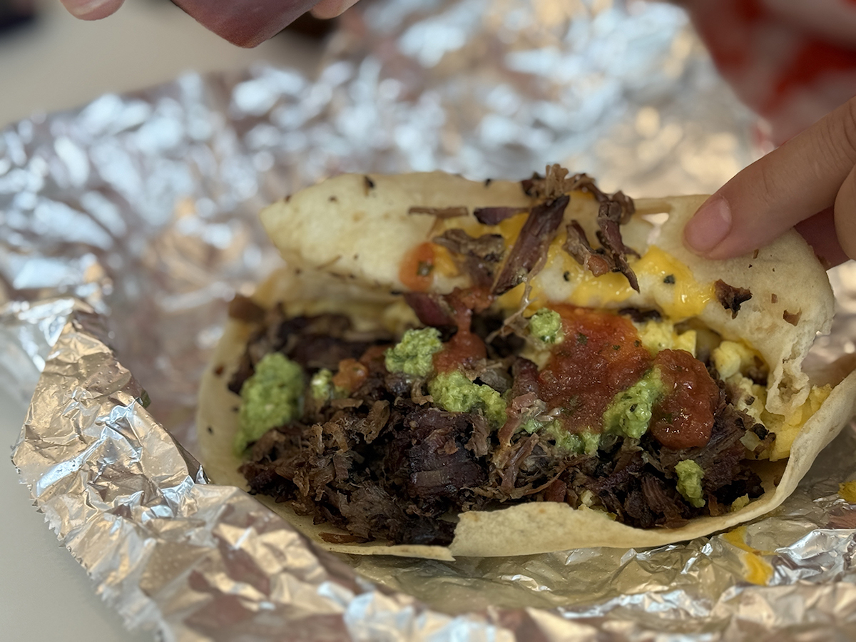 Brisket taco at Mas Coffee Co. | Photo by Desiree Gutierrez